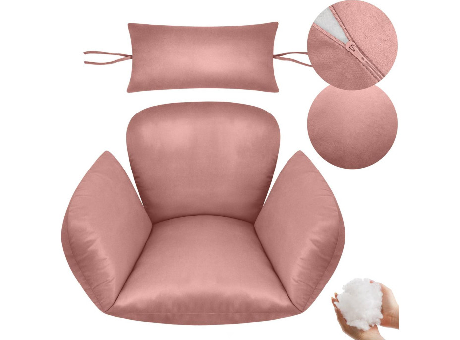Sedací polštář PRIMA Velvet do závěsného houpacího křesla - růžový