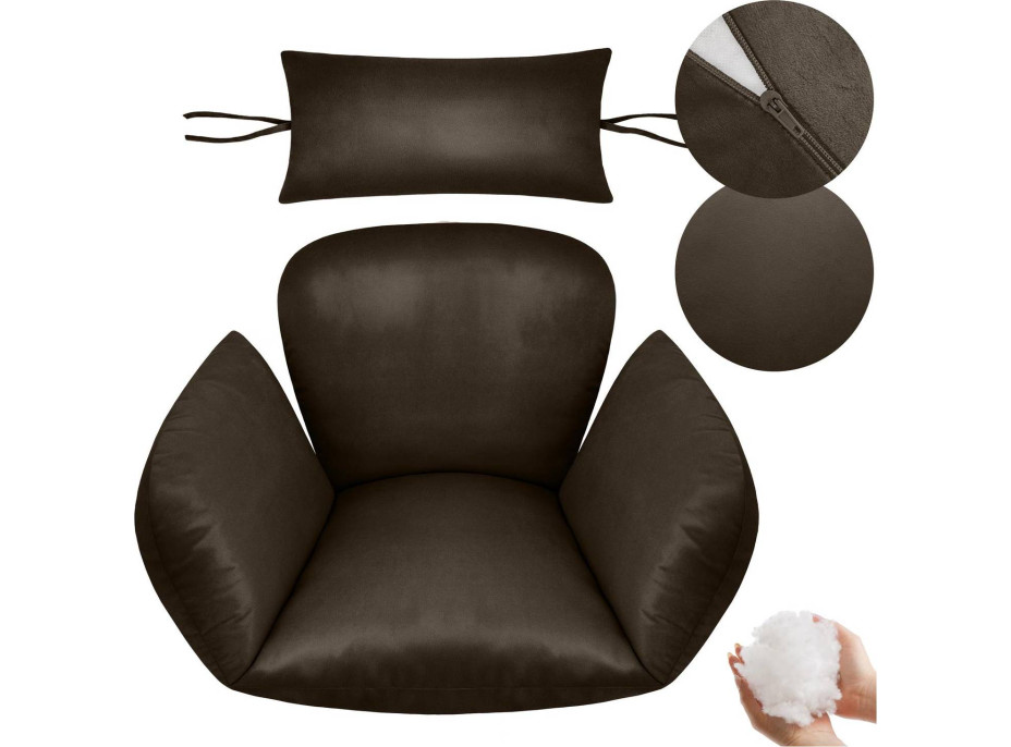 Sedací polštář PRIMA Velvet do závěsného houpacího křesla - hnědý