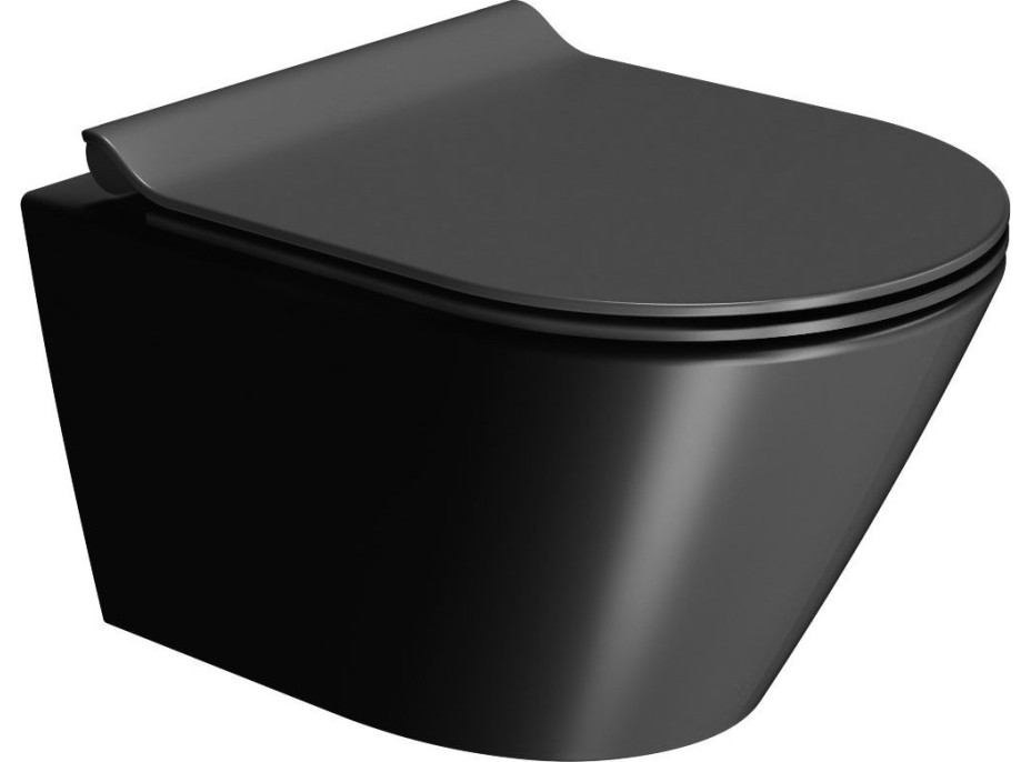 GSI KUBE X závěsná WC mísa, GeniusFlush, 36x50cm, černá dual-mat 941226
