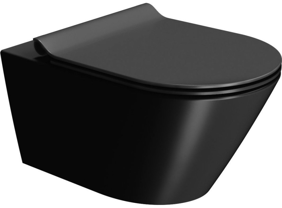 GSI KUBE X závěsná WC mísa, GeniusFlush, 36x55cm, černá dual-mat 941326