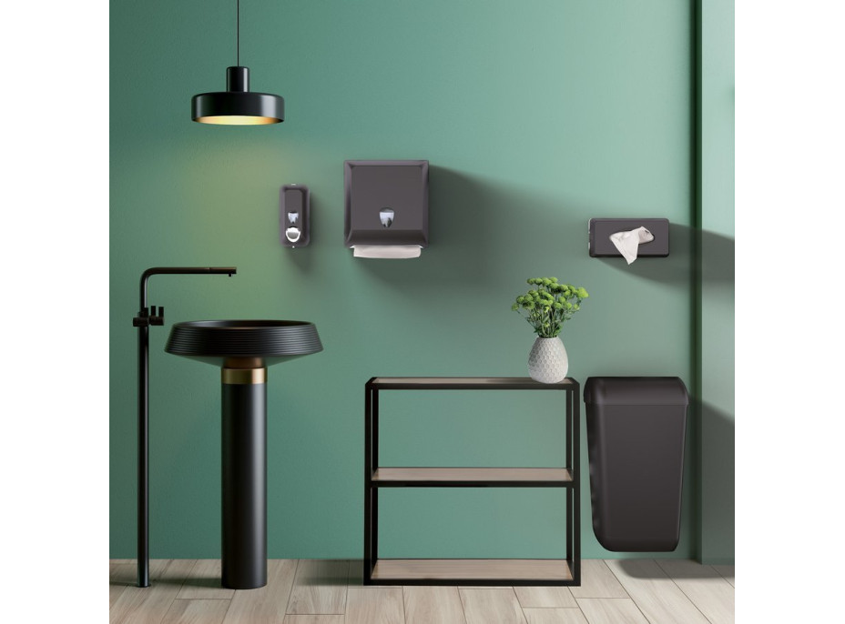 MARPLAST ECOLORED odpadkový koš nástěnný s víkem 23l, ABS, Soft Touch, černá mat A74020VB