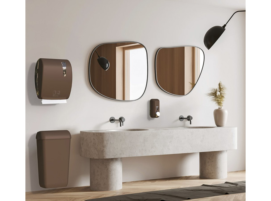 MARPLAST ECOLORED odpadkový koš nástěnný s víkem 23l, ABS, Soft Touch, hnědá A74020DB