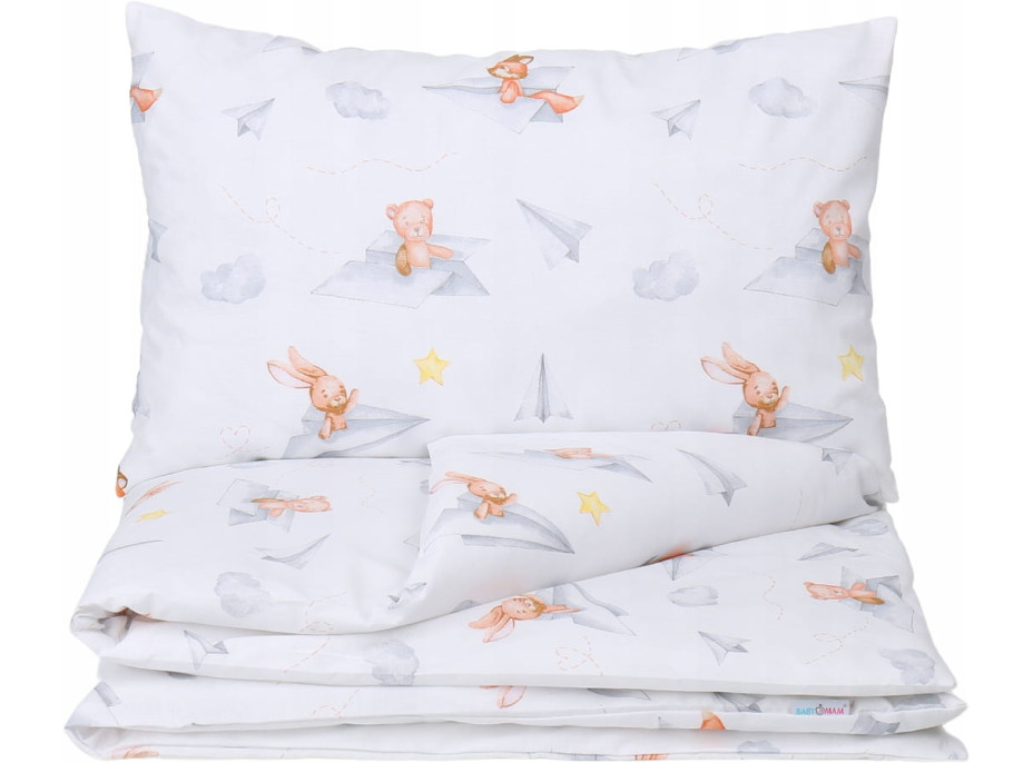 Dětské bavlněné povlečení do postýlky 120x90 cm BABYMAM PREMIUM - Let vlaštovkou