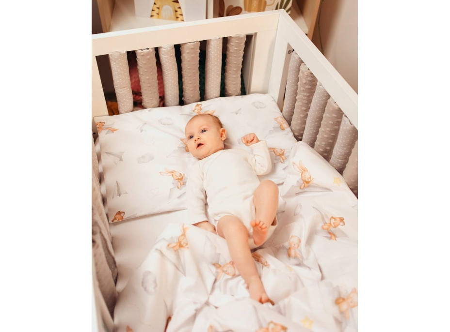 Dětské bavlněné povlečení do postýlky 120x90 cm BABYMAM PREMIUM - Let vlaštovkou
