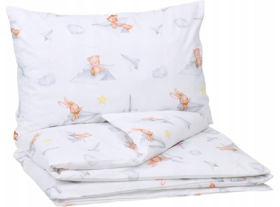 Dětské bavlněné povlečení do postýlky 120x90 cm BABYMAM PREMIUM - Let vlaštovkou