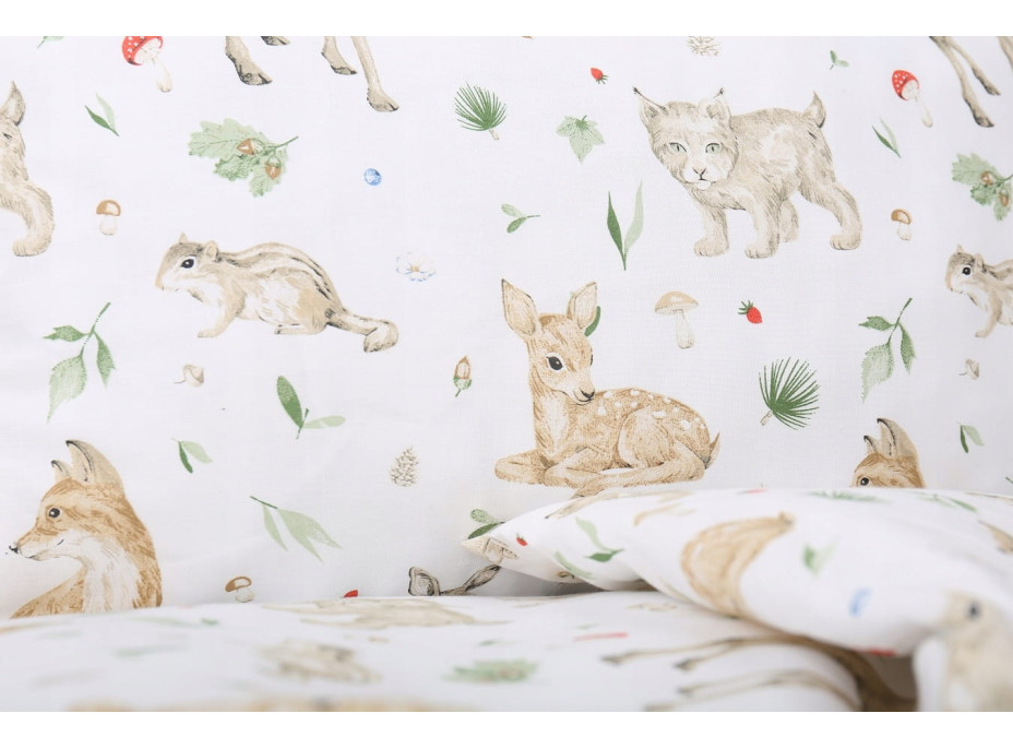 Dětské bavlněné povlečení do postýlky 135x100 cm BABYMAM PREMIUM - Lesní zvířátka