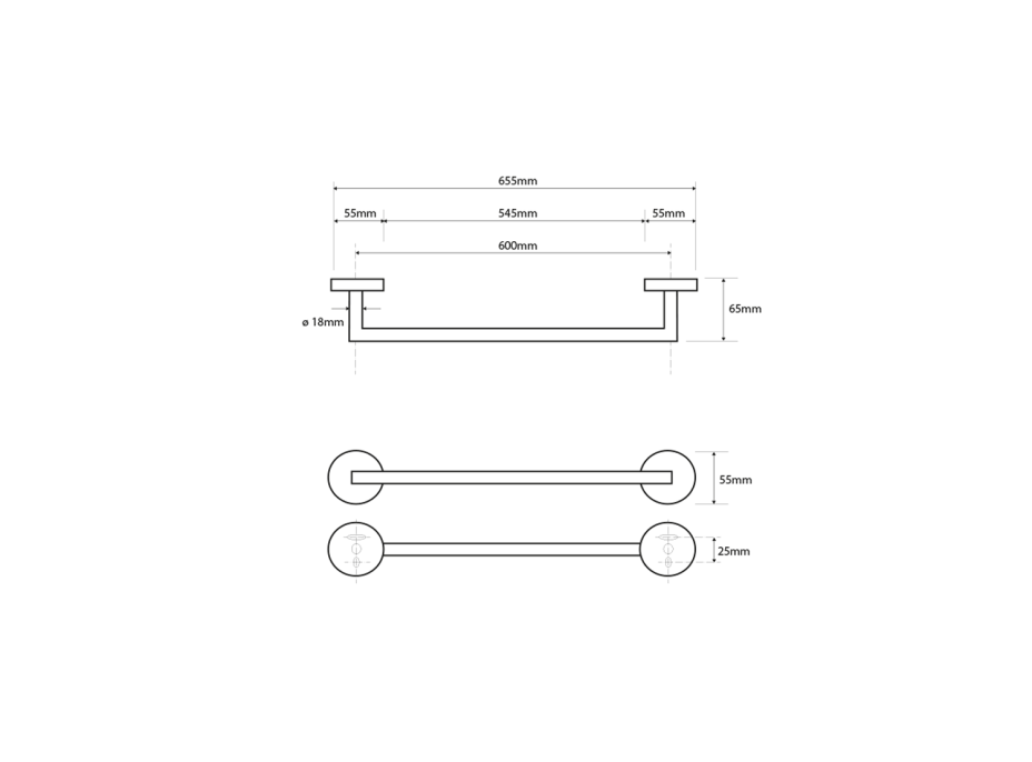 Sapho X-ROUND COPPER držák ručníků 600mm, měď mat XR404PG
