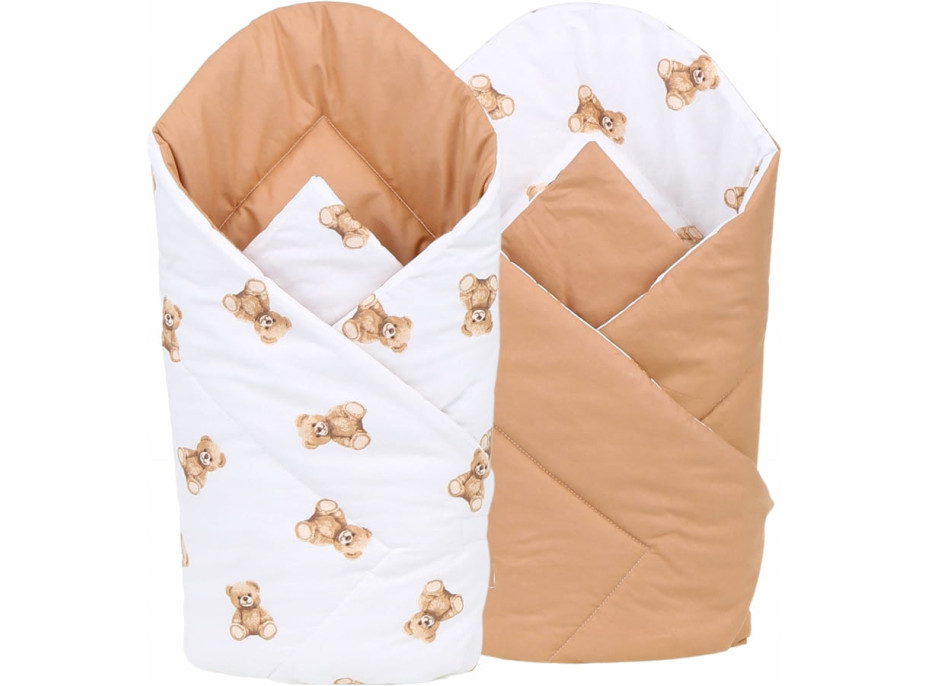 Oboustranné hnízdečko (kokon) pro miminko - BABYMAM PREMIUM set 7v1 - Medvídek Teddy s béžovou minky