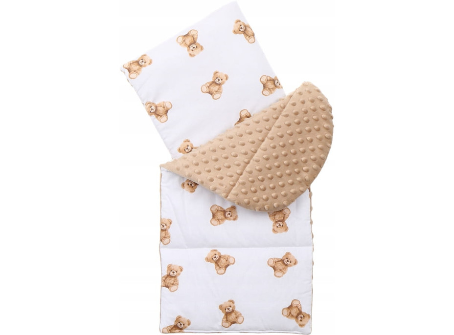 Oboustranné hnízdečko (kokon) pro miminko - BABYMAM PREMIUM set 7v1 - Medvídek Teddy s béžovou minky