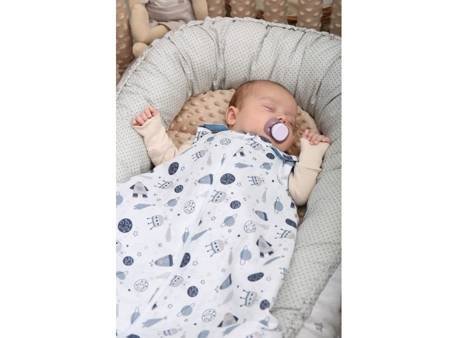 Oboustranné hnízdečko (kokon) pro miminko - BABYMAM PREMIUM set 7v1 - Medvídek v oblacích s béžovou minky