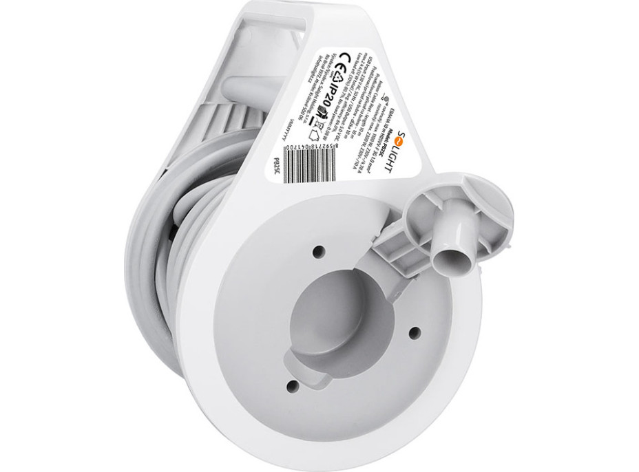 Solight prodlužovací přívod na bubnu 10m, USB A+C, 2 zásuvky, šedý kabel, 3x 1,0mm2