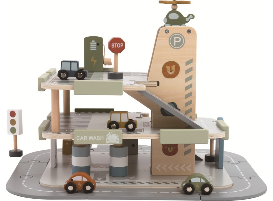 2Kids Toys Dřevěná garáž s cestou