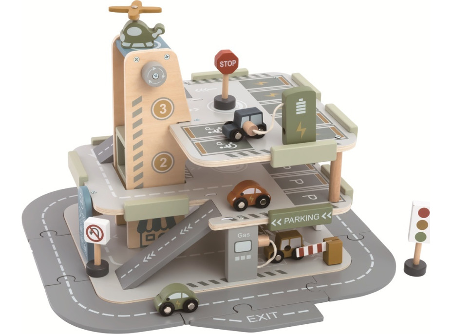2Kids Toys Dřevěná garáž s cestou