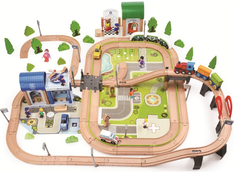 2Kids Toys Vláčkodráha Město a Vesnice 200 dílů