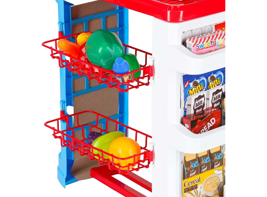 Pokladna v supermarketu s vozíkem - bílá/červená