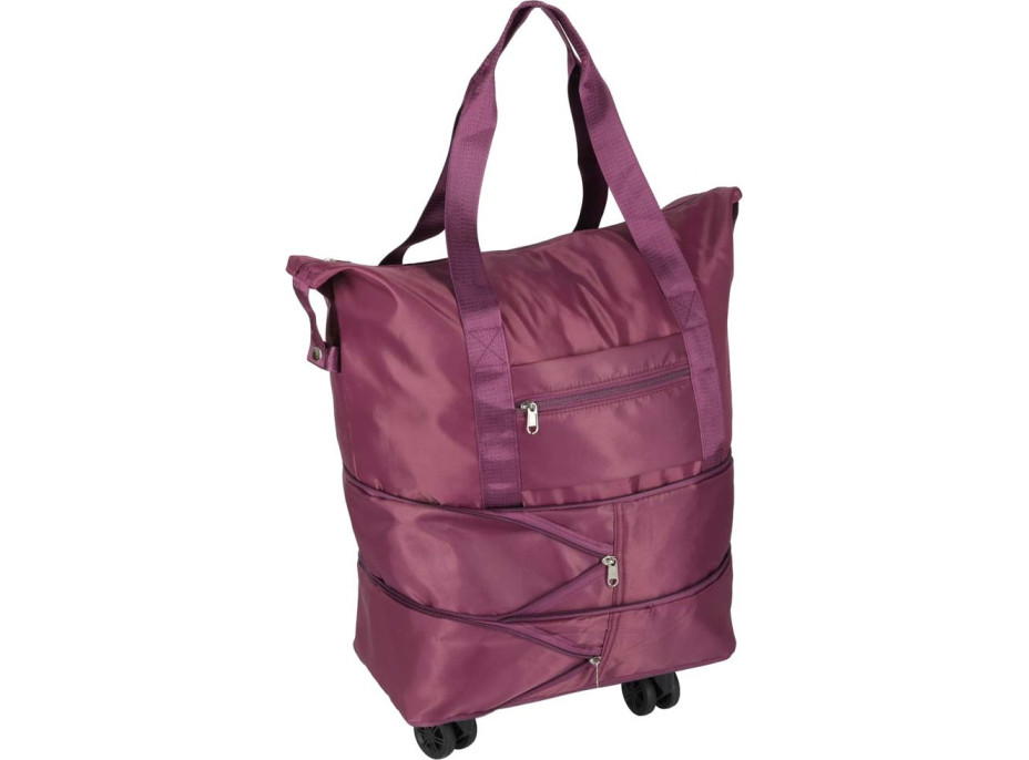 Cestovní taška na kolečkách skládací cestovní prostorná 3 velikosti fialová