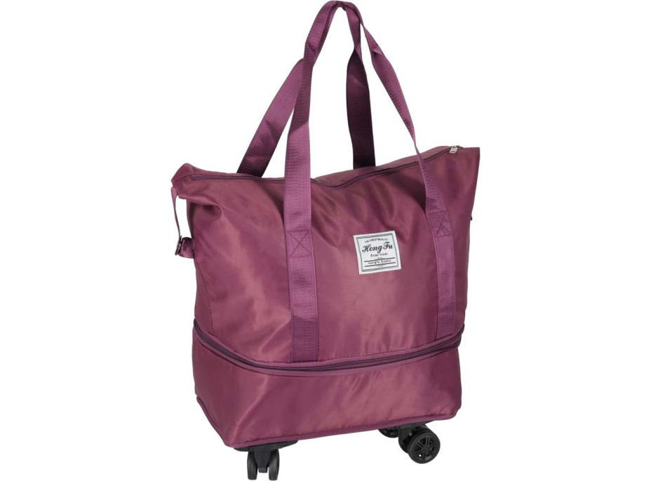 Cestovní taška na kolečkách skládací cestovní prostorná 3 velikosti fialová