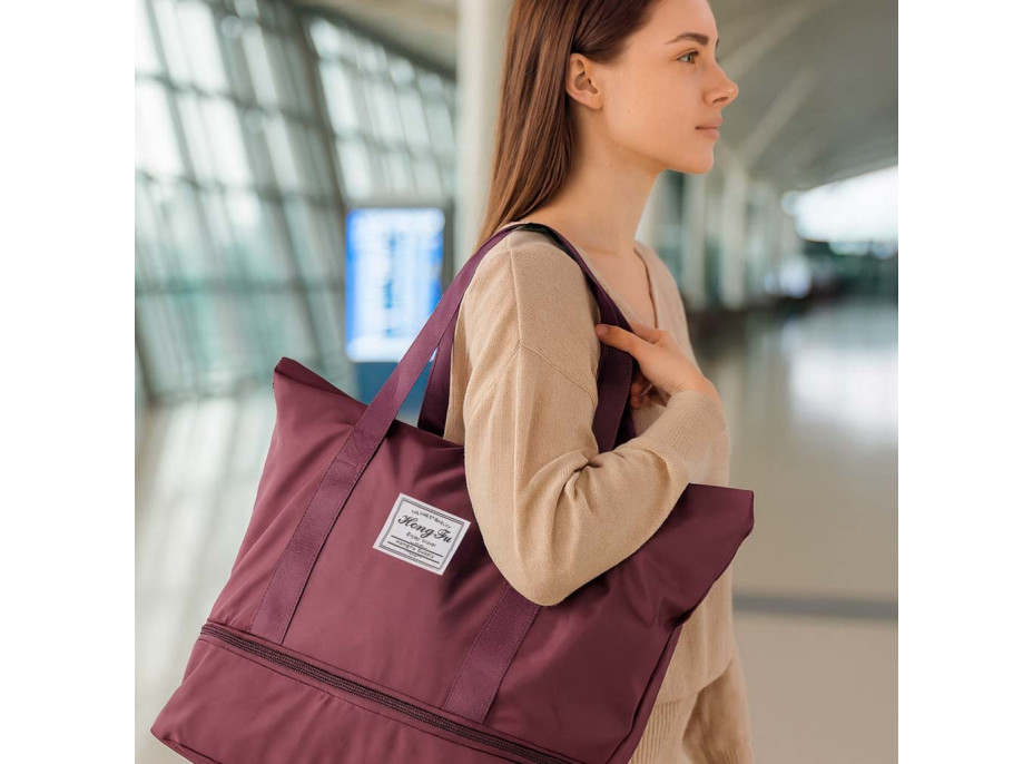 Cestovní taška na kolečkách skládací cestovní prostorná 3 velikosti fialová