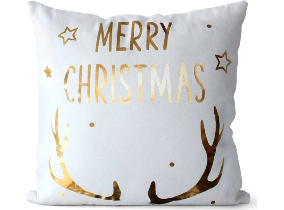 Povlak na polštář GOLD CHRISTMAS DEER 45x45 cm - bílý/zlatý