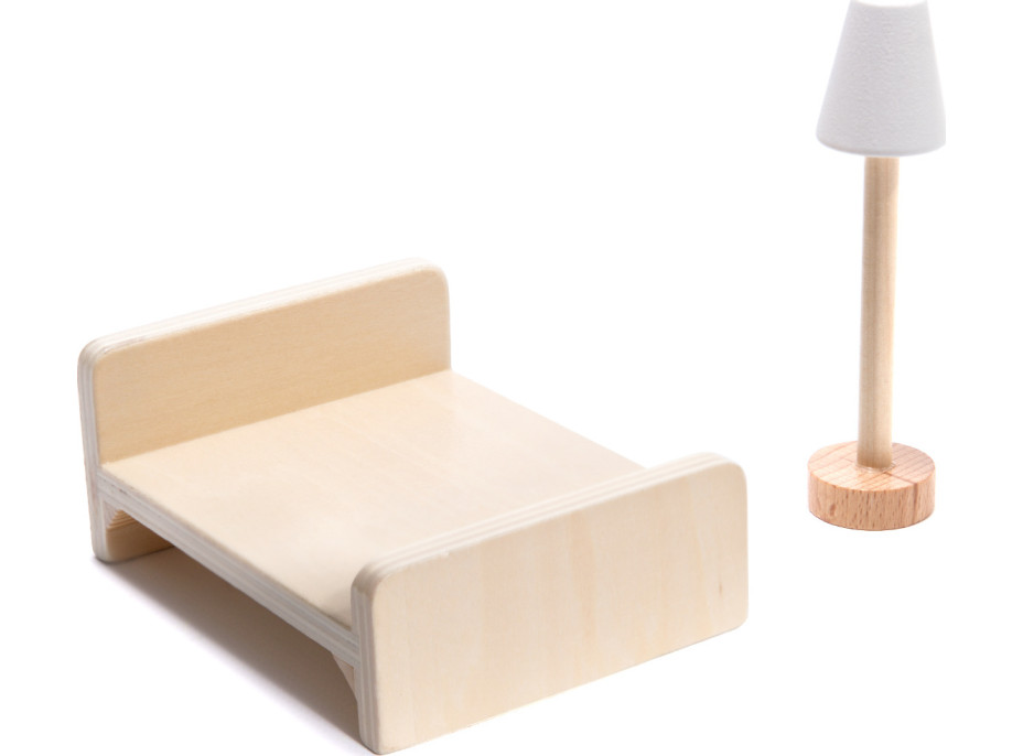 MDF dřevěný domeček pro panenky + nábytek 78cm černý LED