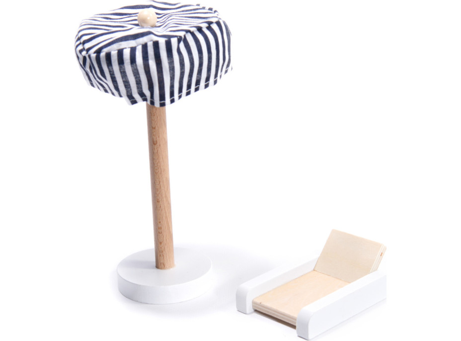 MDF dřevěný domeček pro panenky + nábytek 78cm černý LED