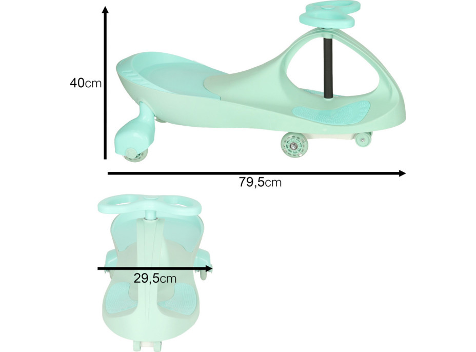 Odrážedlo Swing Fix s LED koly - mátová