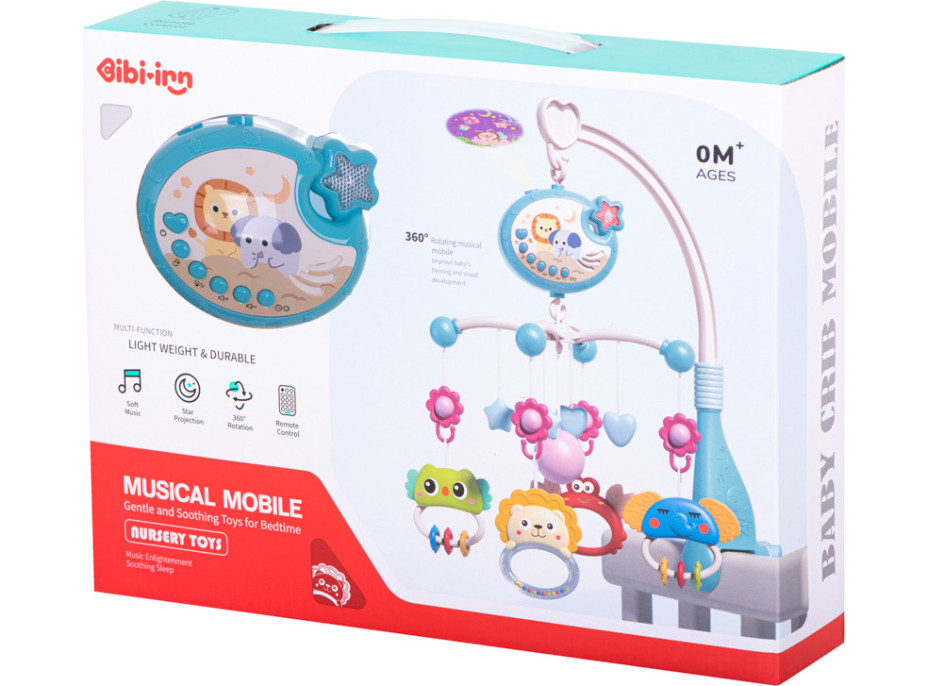 Kolotoč nad postýlku Lullaby Star Design modrý + dálkové ovládání