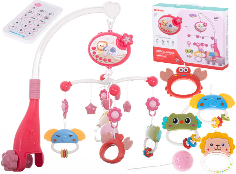 Kolotoč nad postýlku Lullaby Star Design růžový + dálkové ovládání