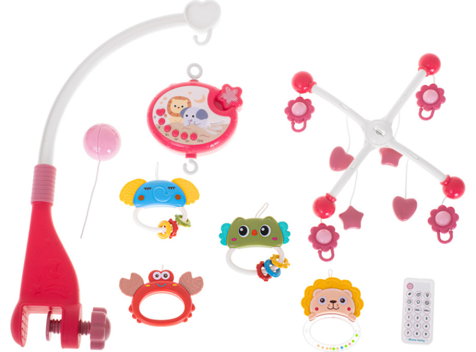 Kolotoč nad postýlku Lullaby Star Design růžový + dálkové ovládání