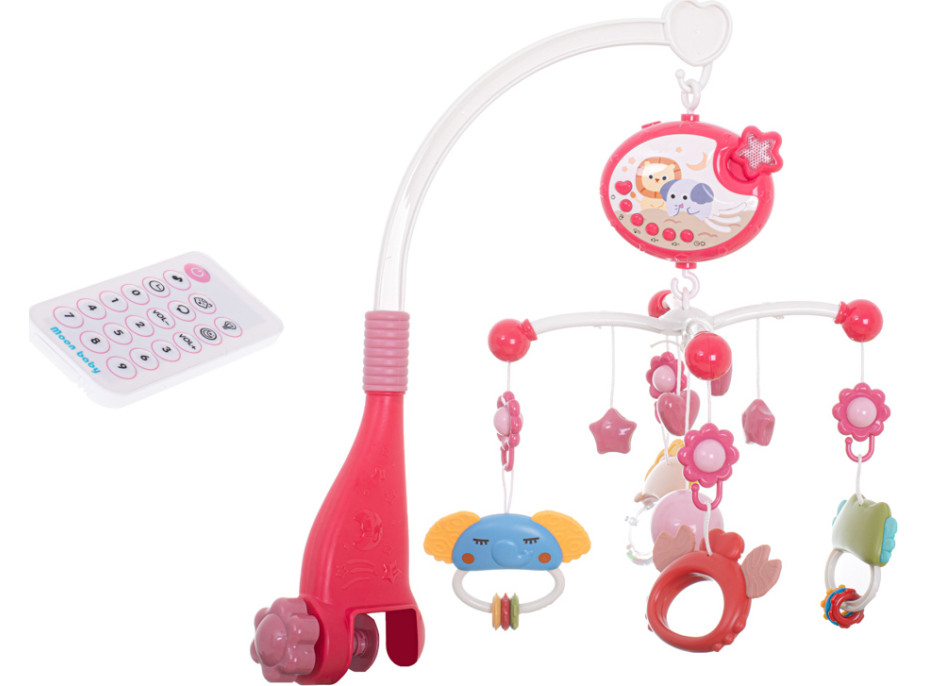 Kolotoč nad postýlku Lullaby Star Design růžový + dálkové ovládání