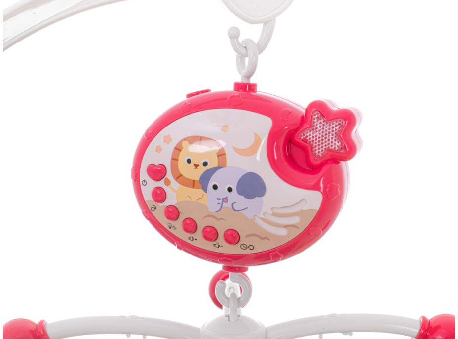 Kolotoč nad postýlku Lullaby Star Design růžový + dálkové ovládání