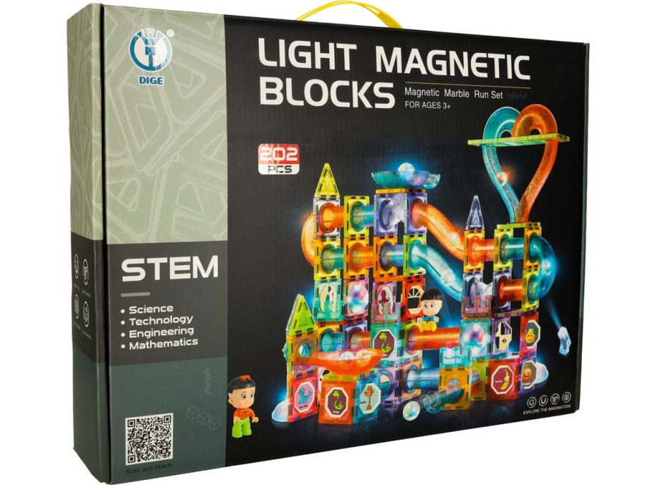 Magnetická kuličková dráha svítící 202 kusů