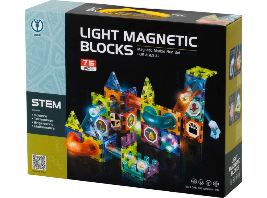 Svítící magnetická kuličková dráha 75 prvků