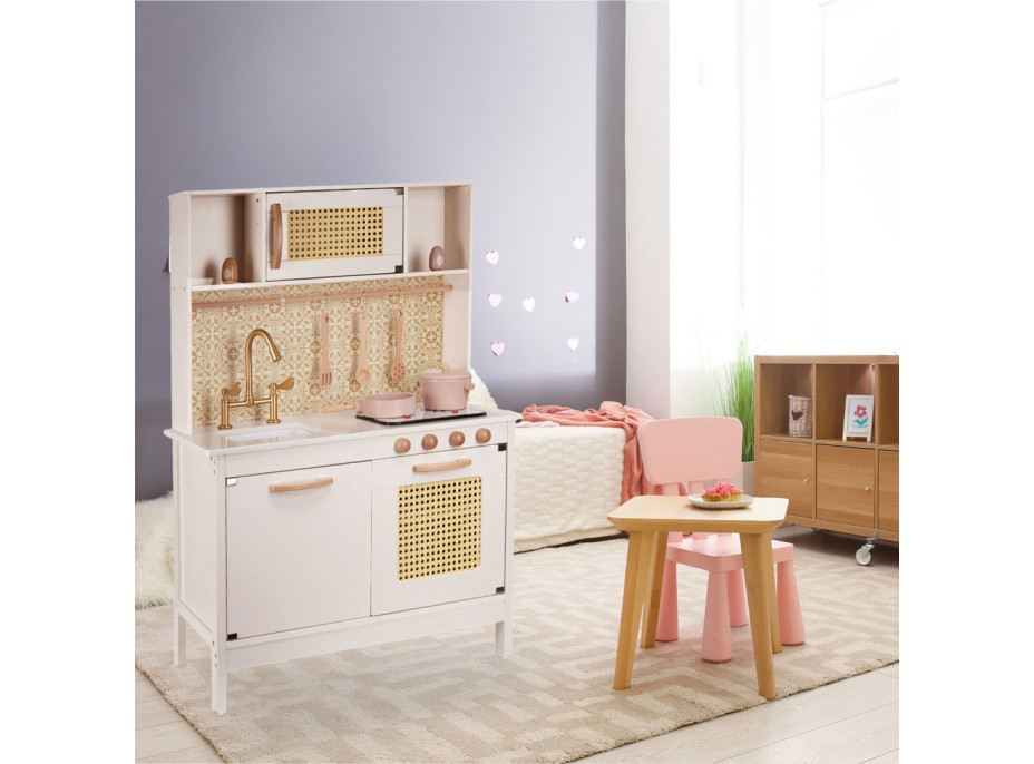 Dětská dřevěná retro kuchyňka z MDF s doplňky BOHO