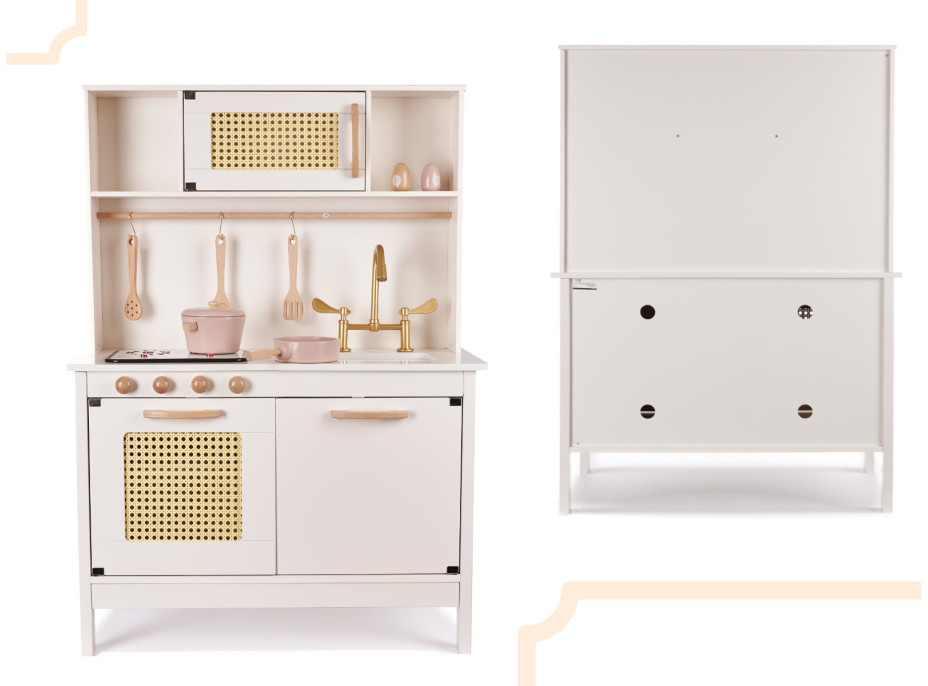 Dětská dřevěná retro kuchyňka z MDF s doplňky BOHO