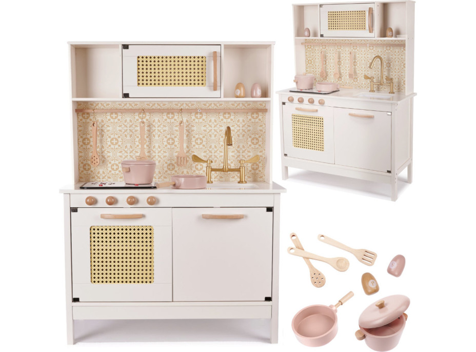 Dětská dřevěná retro kuchyňka z MDF s doplňky BOHO