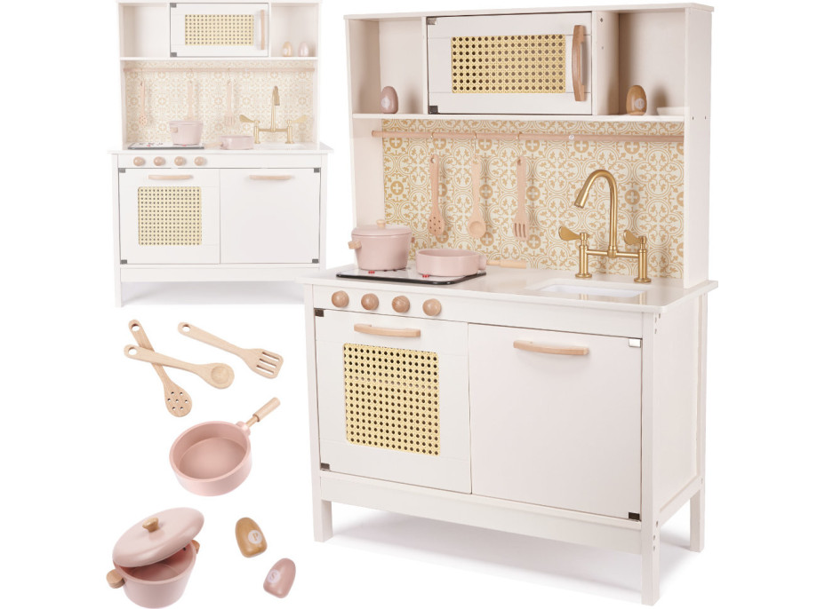 Dětská dřevěná retro kuchyňka z MDF s doplňky BOHO