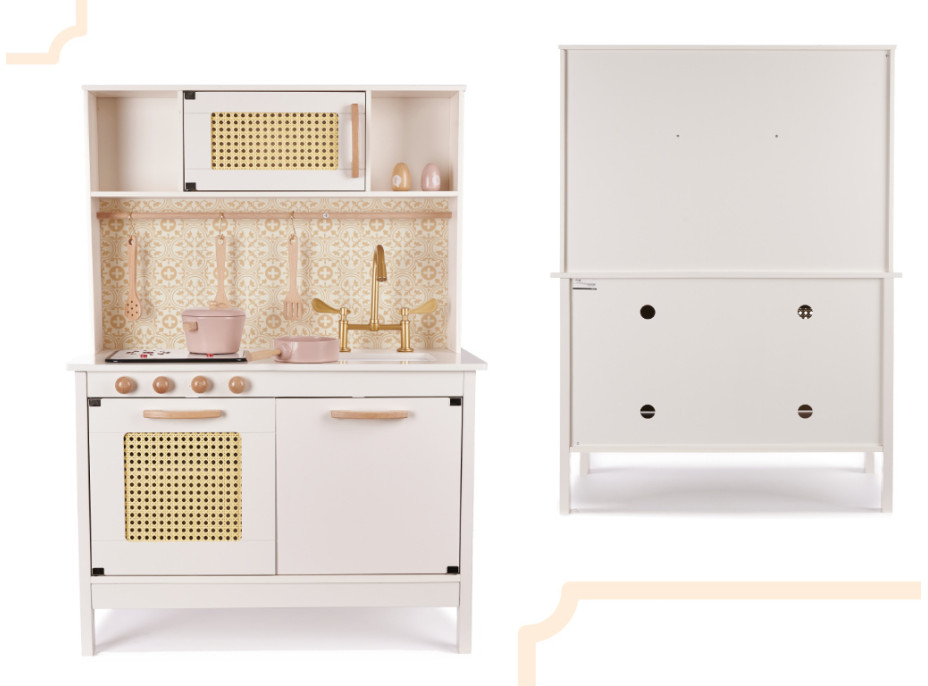 Dětská dřevěná retro kuchyňka z MDF s doplňky BOHO