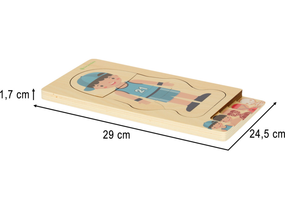 Dřevěné vrstvené Montessori puzzle Tělo - chlapec