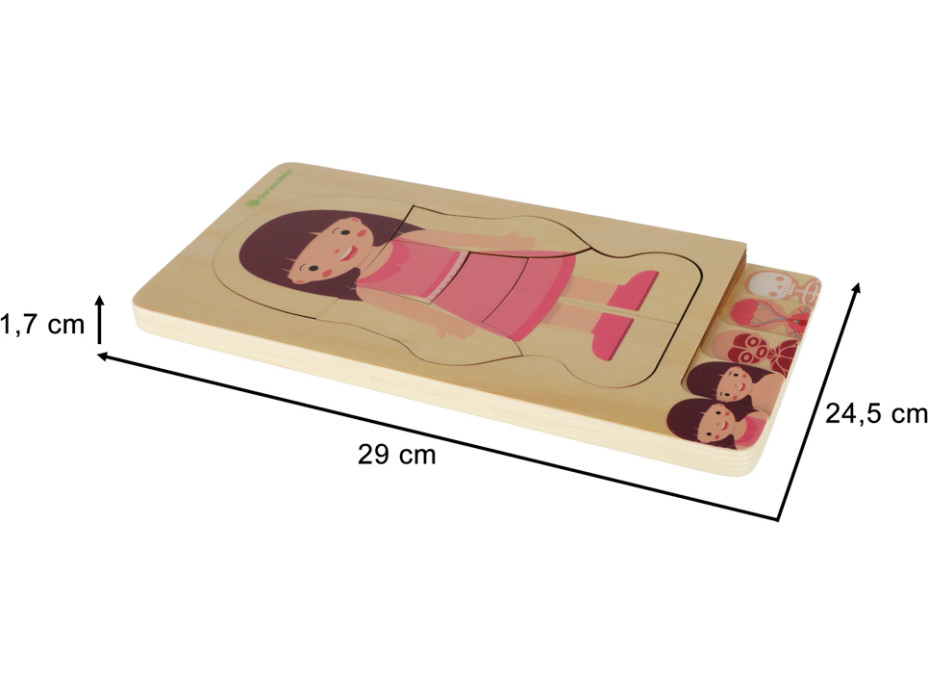 Dřevěné vrstvené Montessori puzzle Tělo - dívka