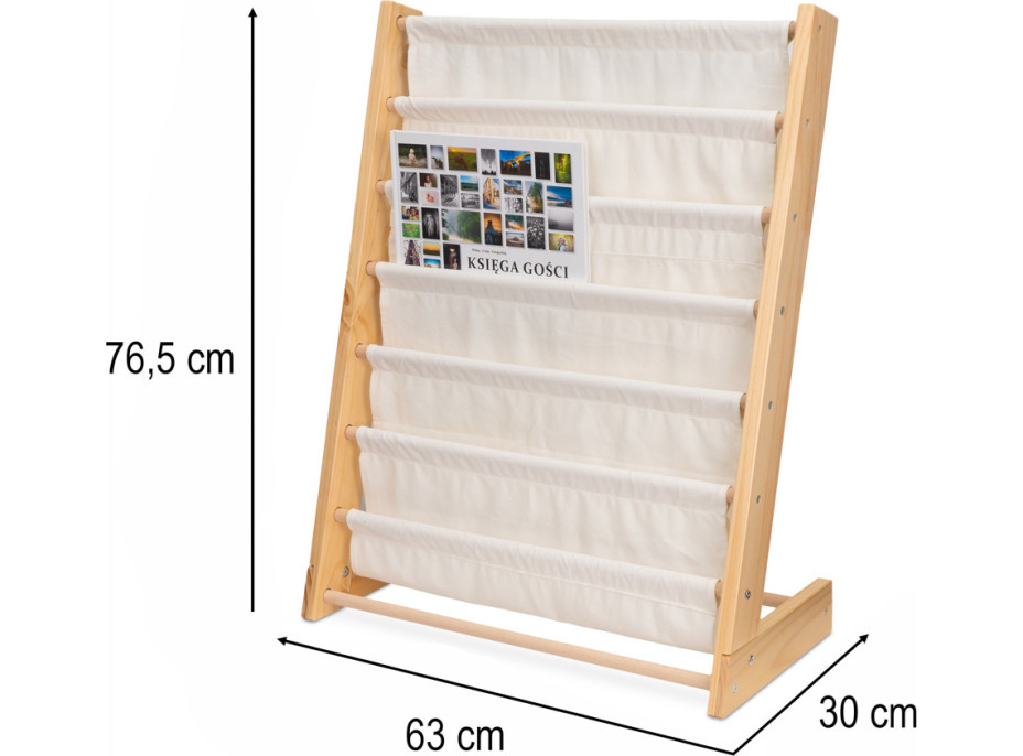 Dětská knihovna s látkovými policemi 79 cm