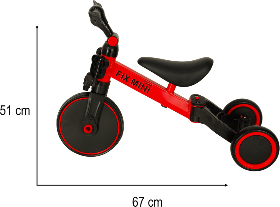 Trike Fix Mini tříkolka 3v1 s pedály - červená