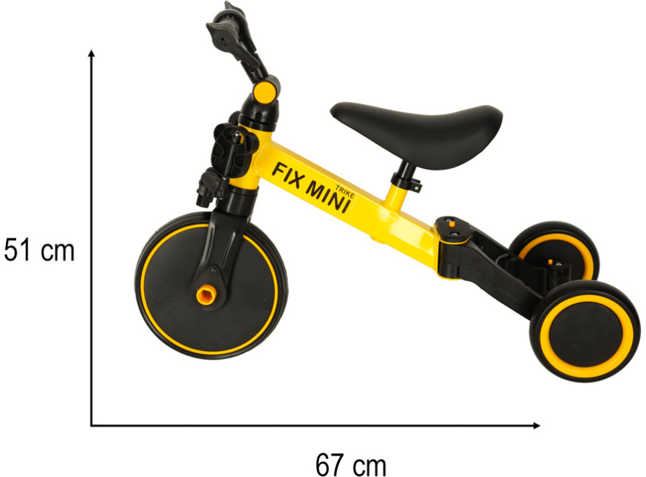 Trike Fix Mini tříkolka 3v1 s pedály - žlutá