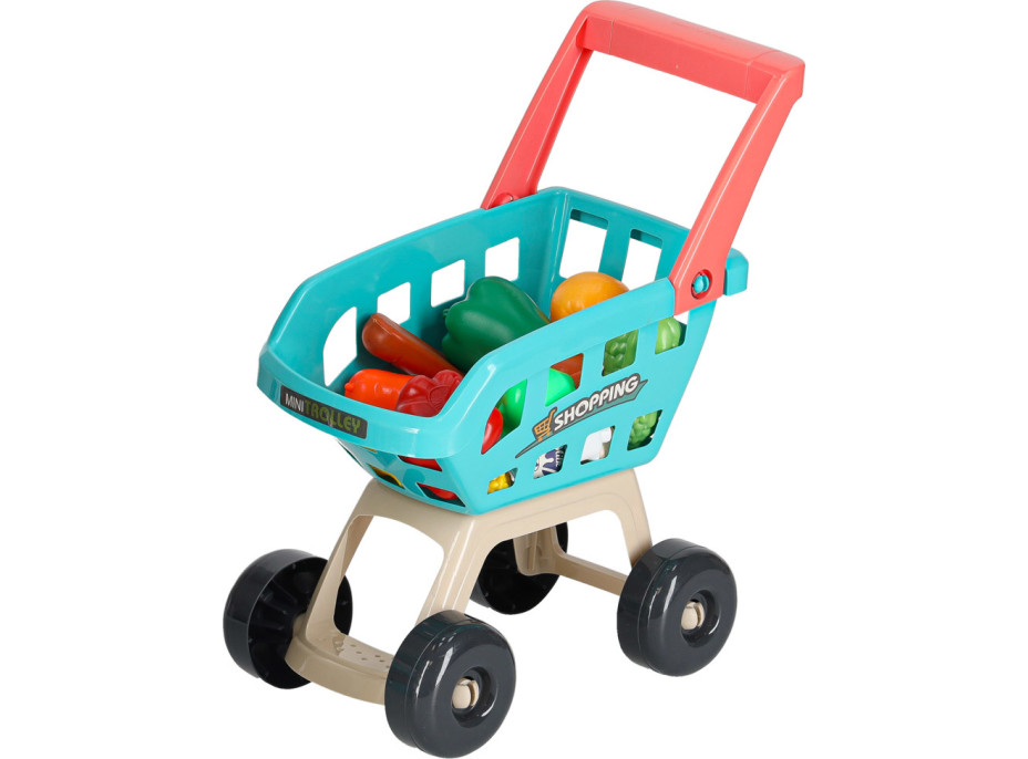 Pokladna v supermarketu s nákupním vozíkem