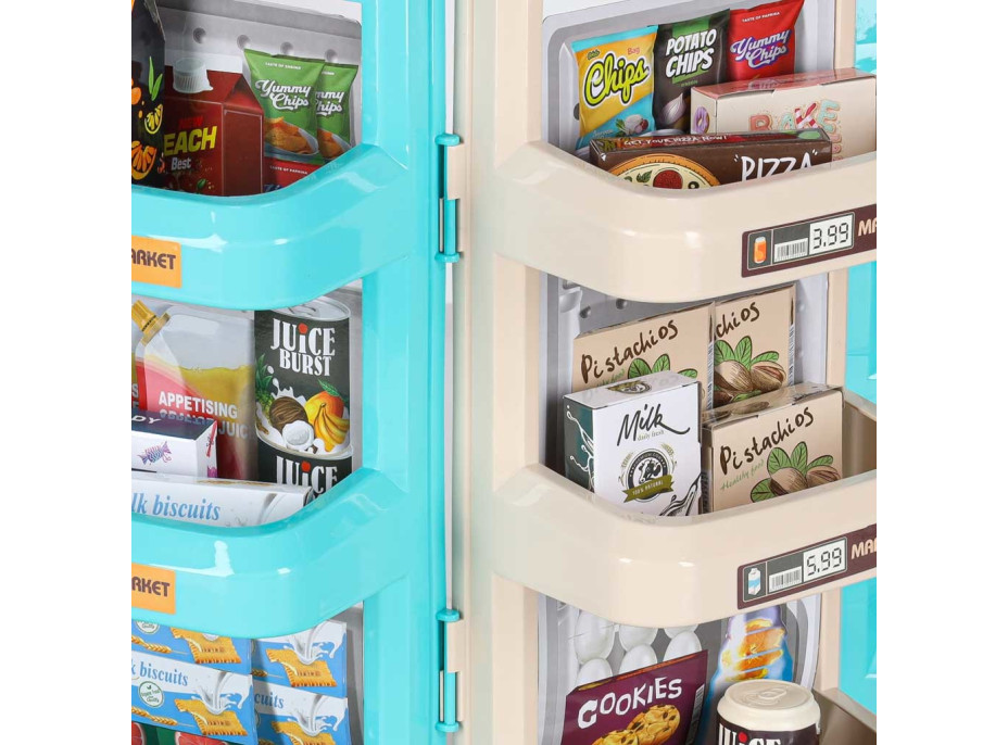 Pokladna v supermarketu s nákupním vozíkem