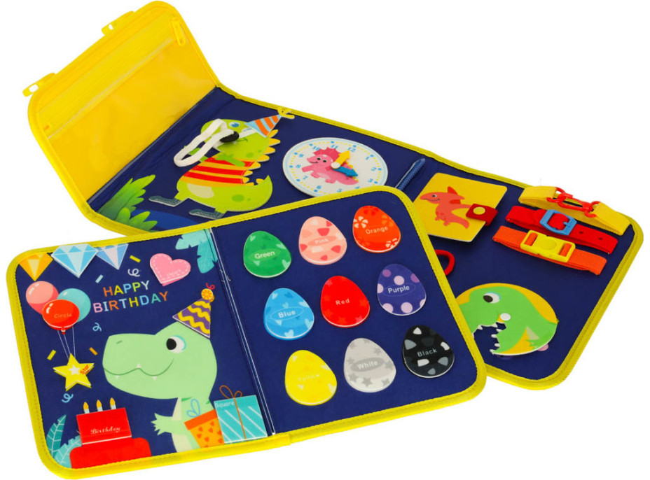 Smyslová manipulační Montessori quiet book - Modrá aktovka