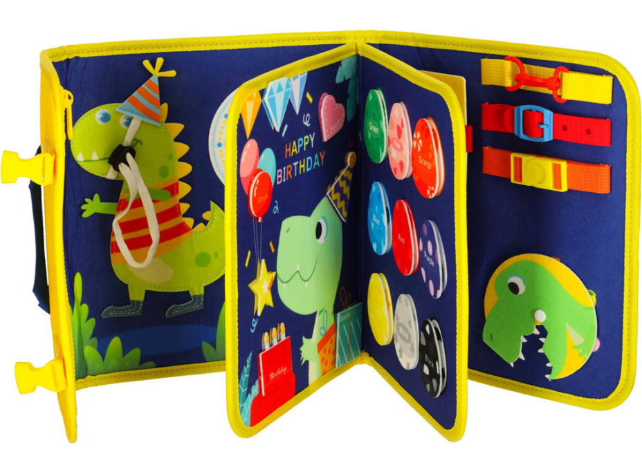 Smyslová manipulační Montessori quiet book - Modrá aktovka