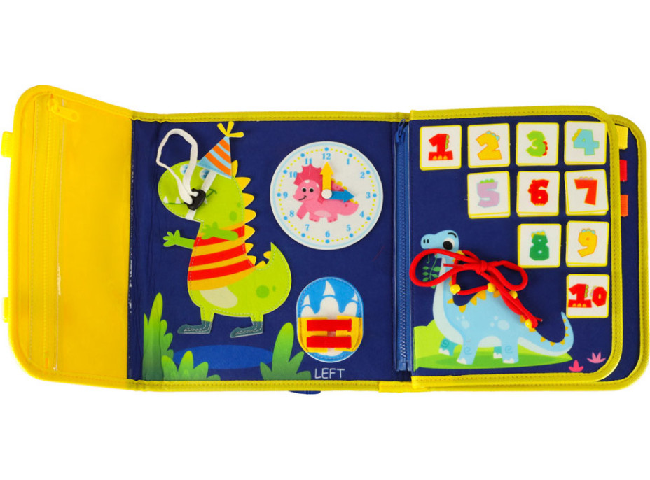 Smyslová manipulační Montessori quiet book - Modrá aktovka