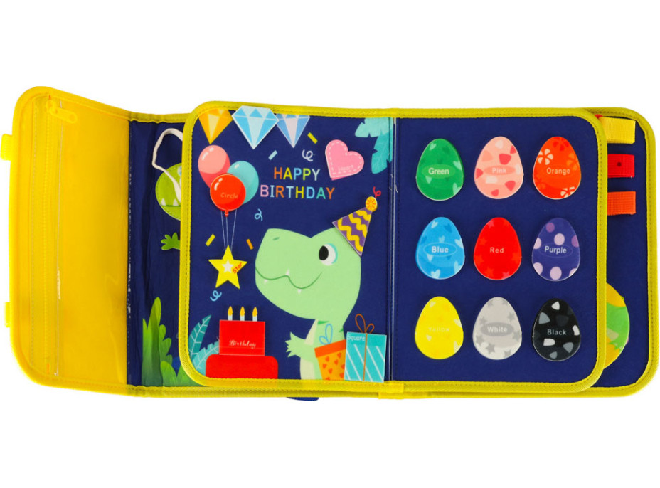 Smyslová manipulační Montessori quiet book - Modrá aktovka