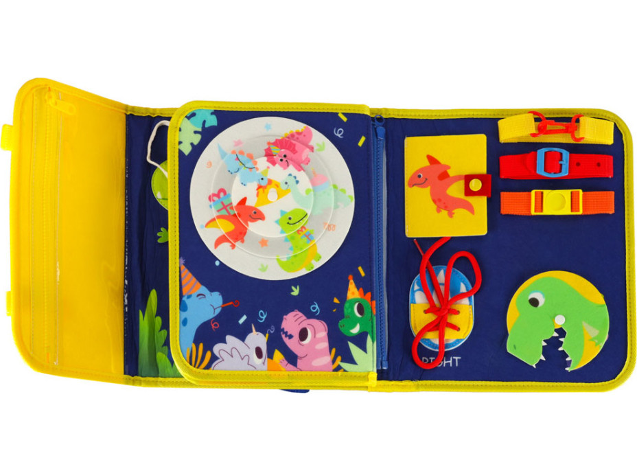 Smyslová manipulační Montessori quiet book - Modrá aktovka